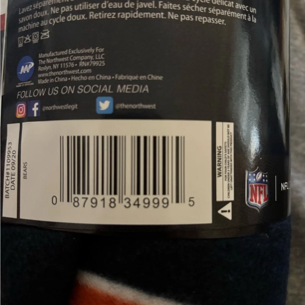 NFL Chicago Bears Navy and Orange Fleece Blanket